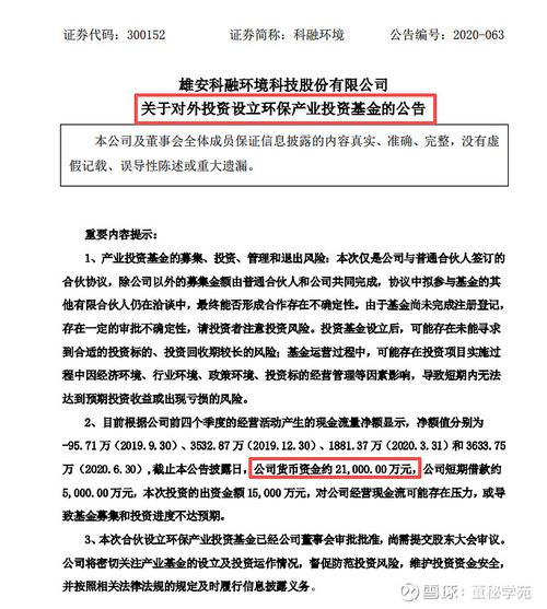 关于对外投资设立环保产业投资基金的公告